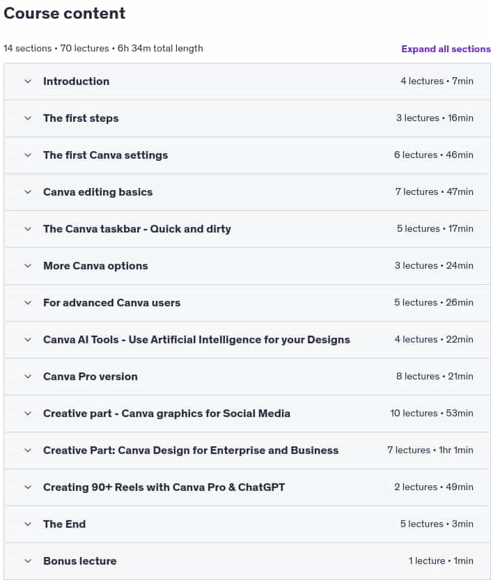 Course topics · Udemy — Canva Graphic Design: Canva Starter Guide (+ 90 Templates) 2024-12