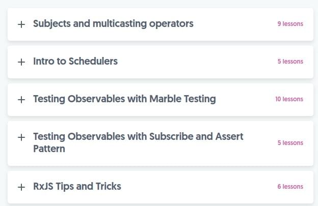 Course topics · Ultimate Courses — RxJS Masterclass 2021-10