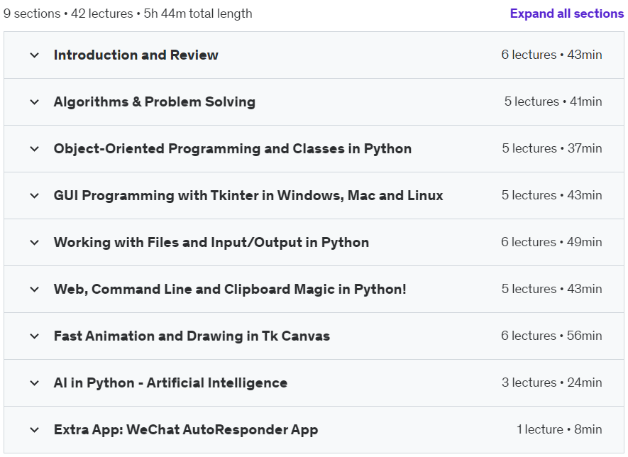 Course topics · Udemy — Teach Yourself Python II: Level Up Your Python at Any Age 2022-1