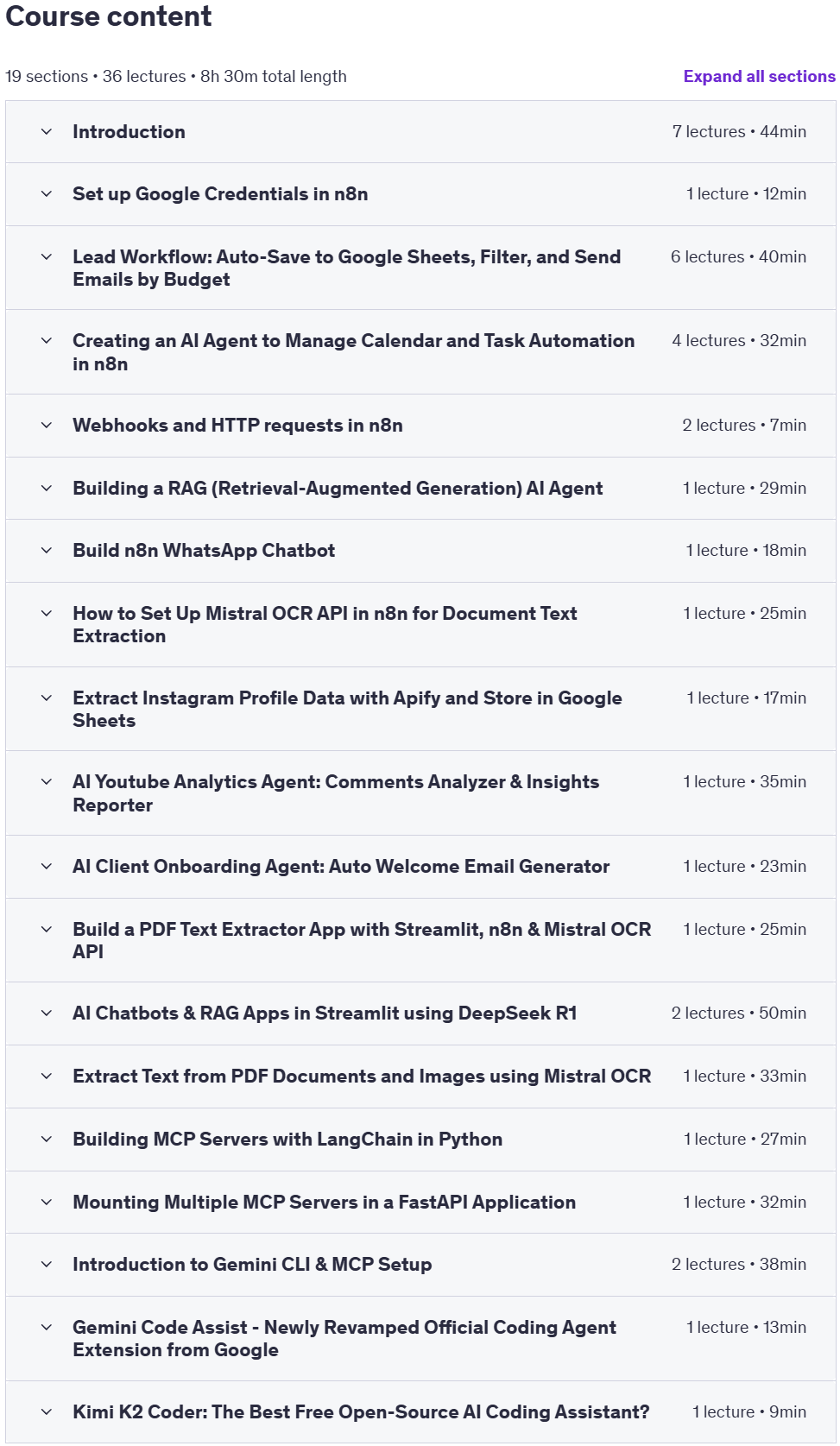 Course topics · Generative AI, LLM Apps & AI Agents Masterclass 2025 2025-7