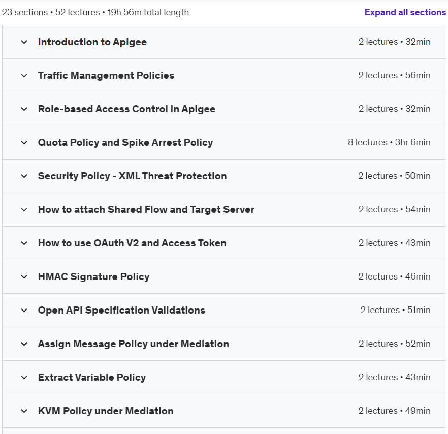 Course topics · Udemy — Apigee for API Developers: From Design to Deployment 2024-9
