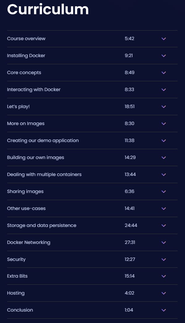 Course topics · Dometrain — From Zero to Hero: Docker for Developers 2024-5