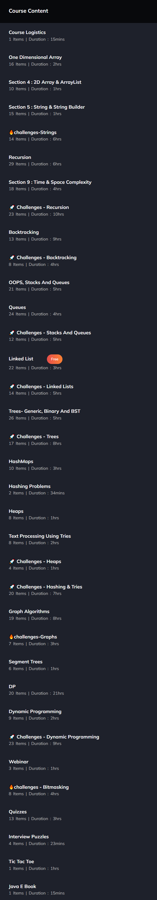 Course topics · Coding Blocks — Algo.Java | Data Structures and Algorithms 2024-9