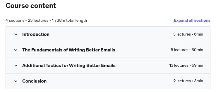Course topics · Udemy — Write Better Emails: Tactics for Smarter Team Communication 2022-9