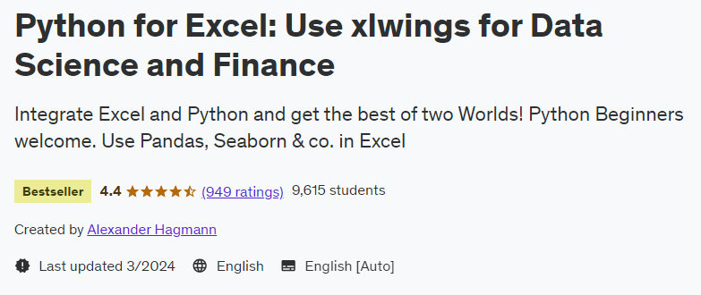 Pictures · Udemy — Python for Excel: Use xlwings for Data Science and Finance 2020-8