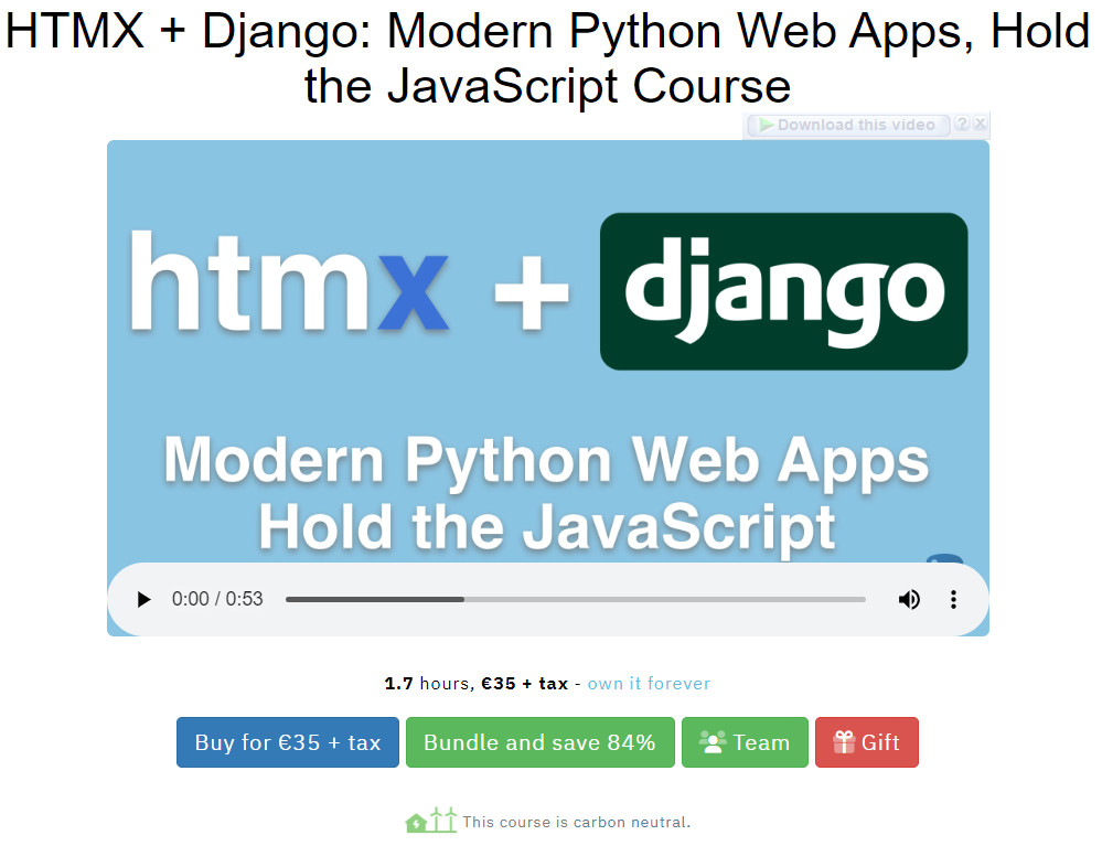 Pictures · Talk Python Training — HTMX + Django: Modern Python Web Apps, Hold the JavaScript Course 2023-9