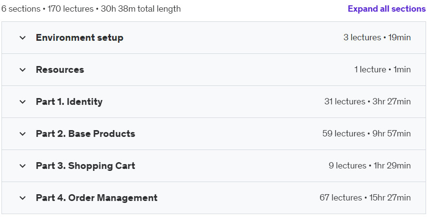 Course topics · C# .net 8 WEB API based on eCommerce example 2023-11