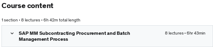 Course topics · SAP MM Subcontracting and SAP Batch Management Process 2021-1