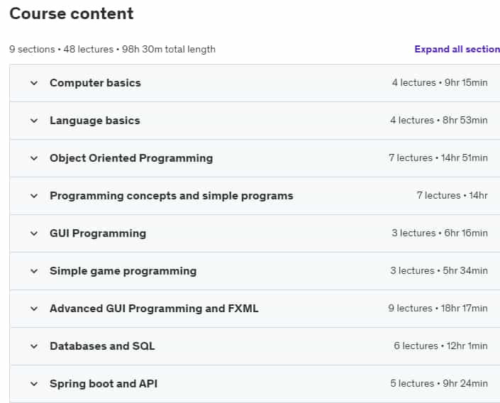 Course topics · Java 21 Real Classes 2024-10
