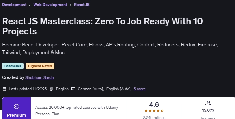 Bilder · React JS umfassender KursNull zu arbeiten bereit mit 10 Projekte 2025-11
