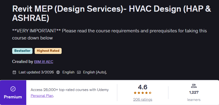 الصور · Revit MEP (خدمات التصميم) - HVAC Design (HAP & ASHRAE) 2026-3