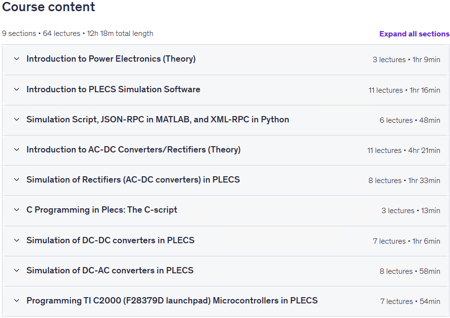 Course topics · Mastering Power Electronics using Plecs simulations 2026-2