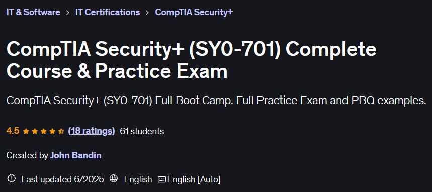 الصور · CompTIA Security+ (الصورة -701- دورة كاملة وممارسة الامتحان 2026-1