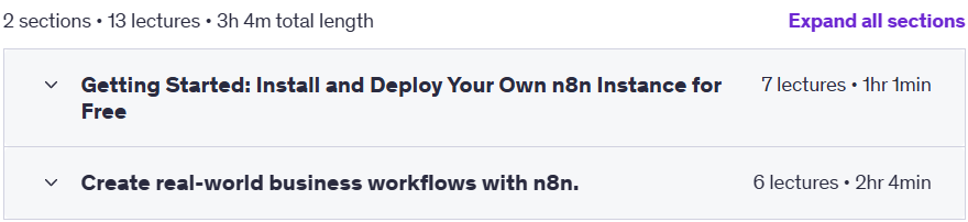 Course topics · Udemy — Master AI Workflows with n8n: RAG Chatbots & VPS Hosting 2025-6