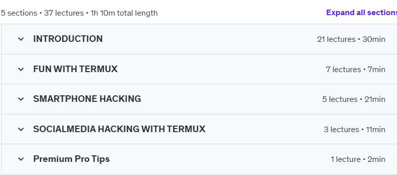 Course topics · Ethical Hacking Course With Termux Android Tutorial 2022-12