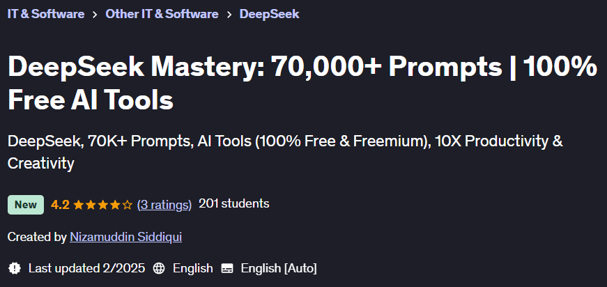 Pictures · Udemy — DeepSeek Mastery: 70,000+ Prompts | 100% Free AI Tools 2025-2
