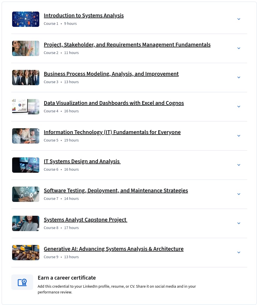 Kursthemen · IBM Systems Analyst professionelles Zertifikat 2026-8