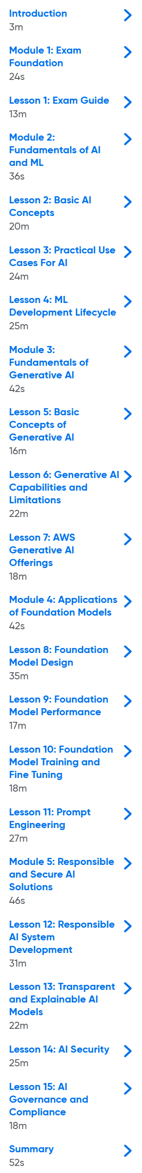 Course topics · Oreilly – AWS Certified AI Practitioner (AIF-C01) 2025-3