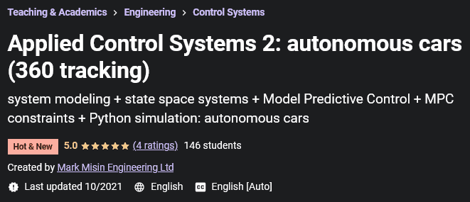 Pictures · Udemy — Applied Control Systems 2: autonomous cars (360 tracking) 2021-10