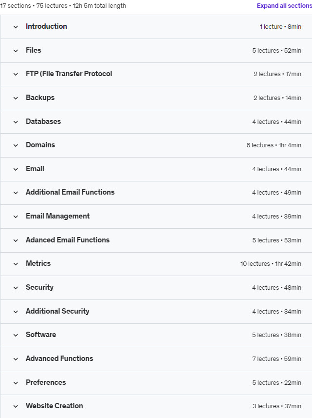 Course topics · Udemy — Mastering cPanel – Manage Hosting for Yourself and Clients 2021-12