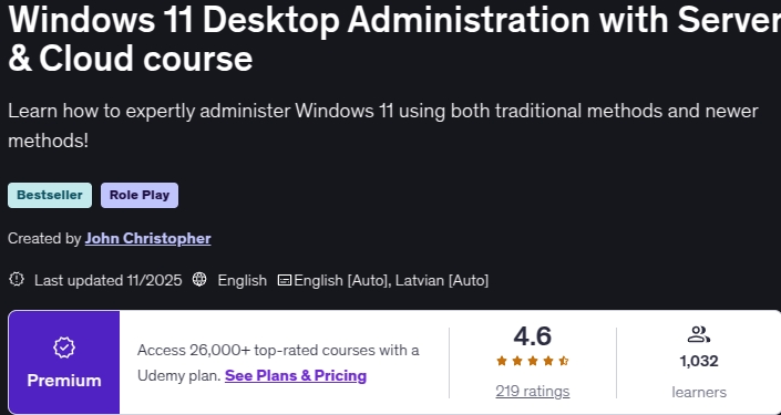Pictures · Windows 11 Desktop Administration with Server & Cloud course 2025-11