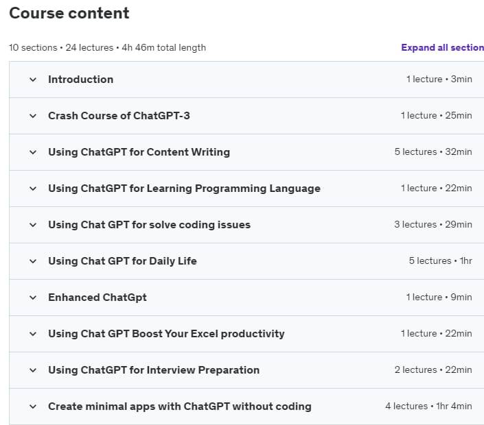 Course topics · Udemy — Mastering the Power of ChatGPT: Let’s learn uses of Chat GPT 2023-3