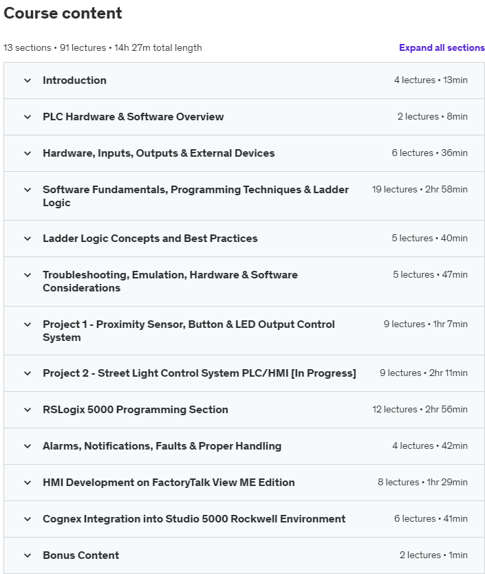 Course topics · PLC Programming – Training from Scratch on RSLogix500 & 5000 2019-11