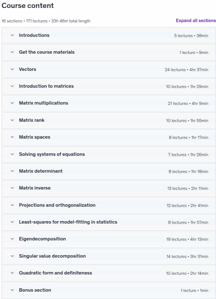 Course topics · Master linear algebra: theory and implementation in code 2025-9