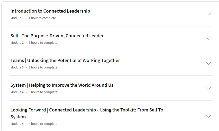 Course topics · Coursera — Connected Leadership 2024-1