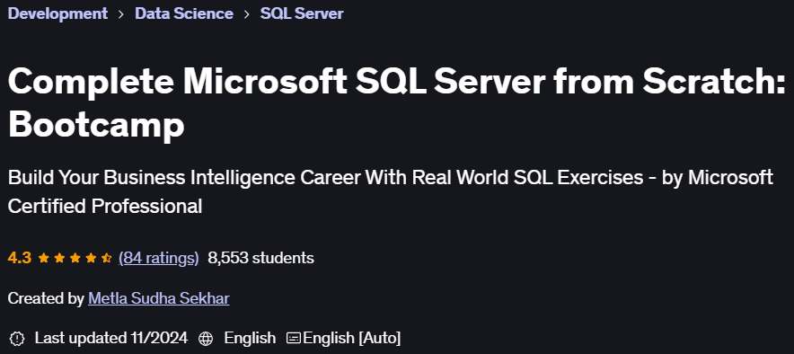 Pictures · Udemy — Complete Microsoft SQL Server from Scratch: Bootcamp 2022-12