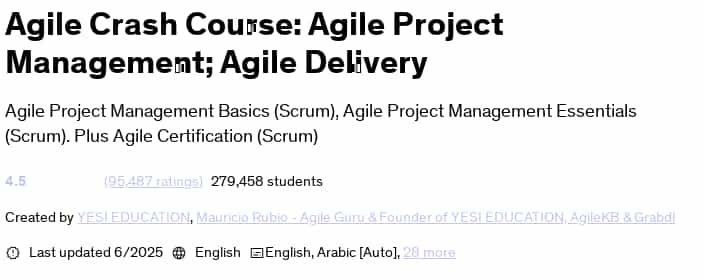 Pictures · Udemy — Agile Crash Course: Agile Project Management; Agile Delivery 2025-6