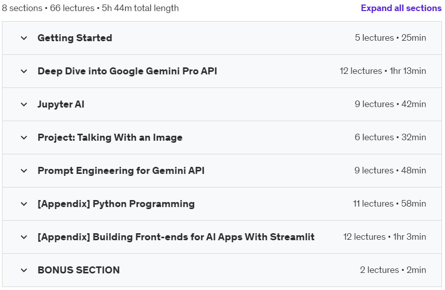 Course topics · Master Google’s Gemini API with Python 2024-1