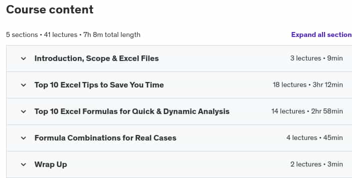 Course topics · Advanced Excel – Top Excel Tips & Formulas 2024-12