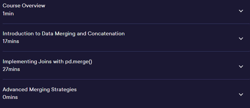 Course topics · Pluralsight — Merging Data from Different Sources in Python 2023-6