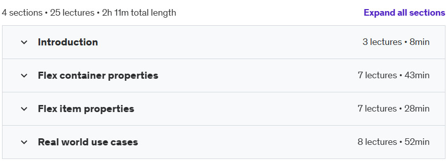 Course topics · Learn css Flexbox from scratch with tons of exercises 2024-9