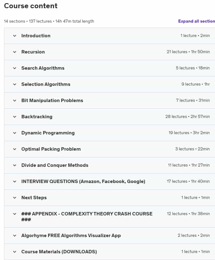 Course topics · Recursion, Backtracking and Dynamic Programming in Java 2022-5