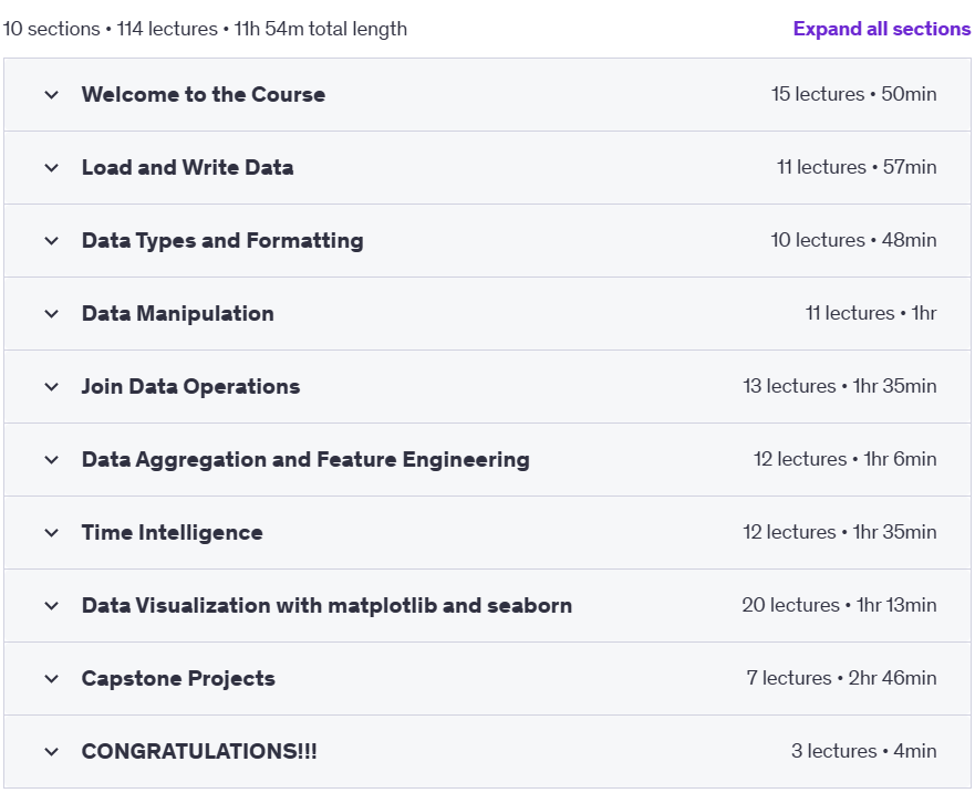 Course topics · Python Programming for Data Analysis: Ultimate Guide 2024-8