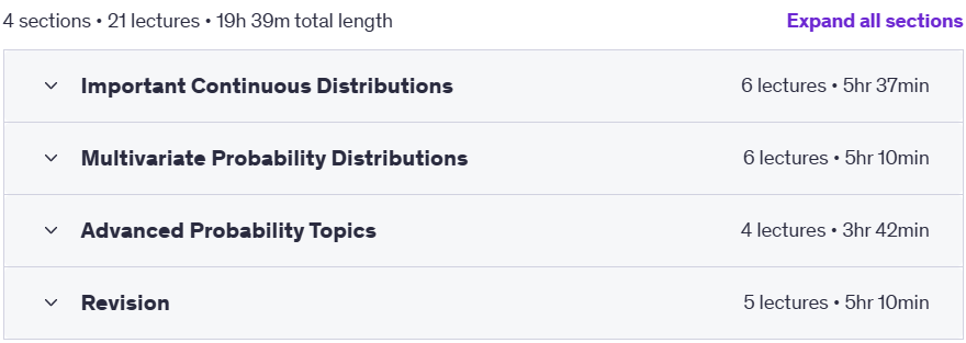Course topics · Udemy — SOA Exam P: Probability (Part 2 of 2) [Actuarial] 2023-4
