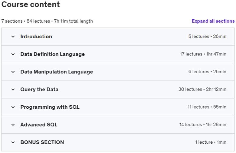 Course topics · SQL Masterclass: From Zero to Hero with SQL Server (2024) 2024-1
