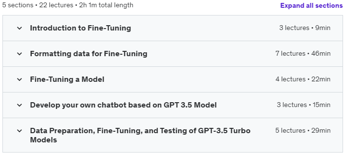 Course topics · OpenAI & ChatGPT API’s: Expert Fine-tuning for Developers 2023-11
