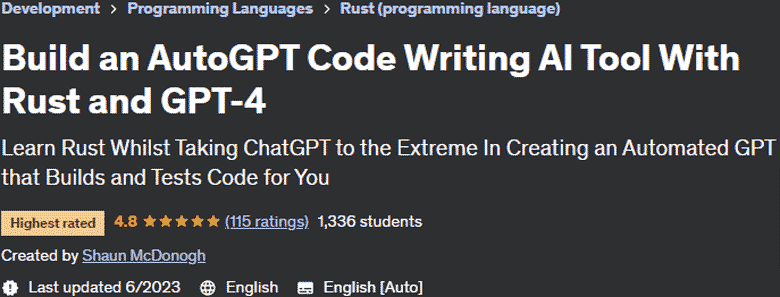 Pictures · Udemy — Build an AutoGPT Code Writing AI Tool With Rust and GPT-4 2023-6