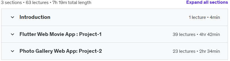 Course topics · Flutter Web Development Bootcamp:Build 2 Real-World Web Apps 2024-6