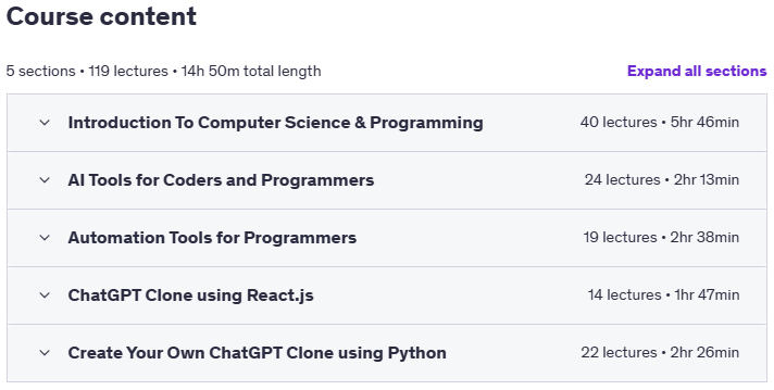 Sujets du cours · Apprendre AI Création de codage de Scratch à Expert 2025-3