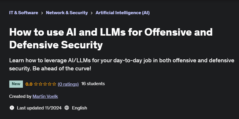 Pictures · How to use AI and LLMs for Offensive and Defensive Security 2024-11