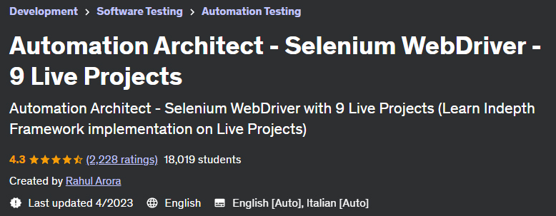 Pictures · Automation Architect – Selenium WebDriver – 9 Live Projects 2023-4