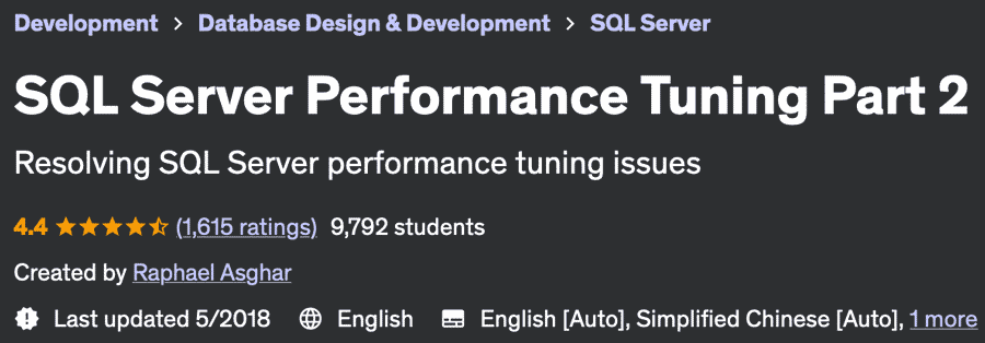 Pictures · Udemy — SQL Server Performance Tuning Part 2 2018-5