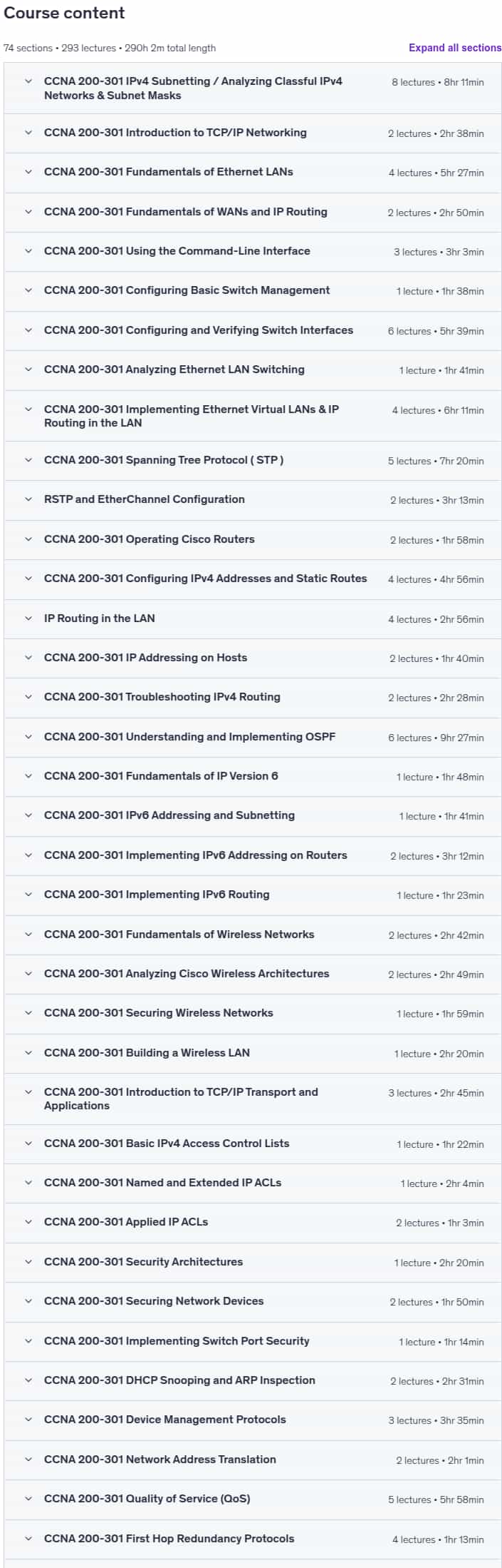Course topics · Udemy — CCNA 200-301 + CCNP/CCIE ENCOR 350-401 by Arash Deljoo 2025-10