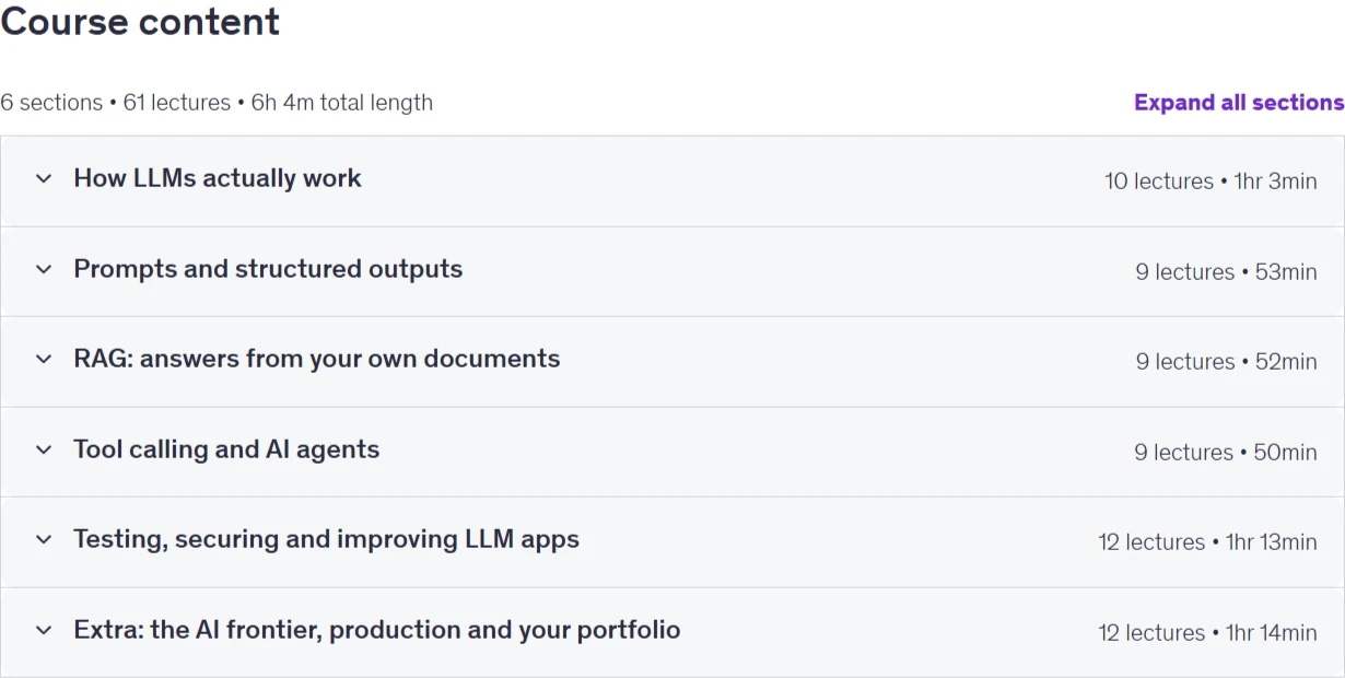 Course topics · AI Engineering Fundamentals: Build LLM Apps RAG and Agents 2026-9