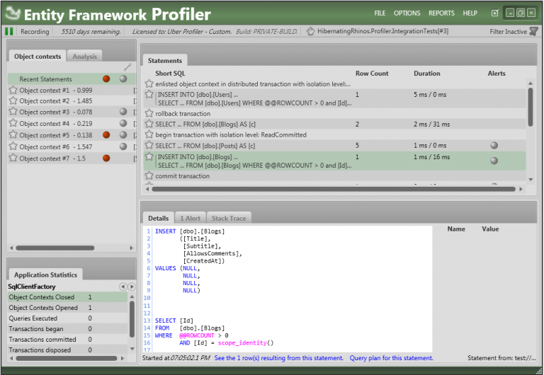 Pictures · Entity Framework Profiler 6.0 Build 6040