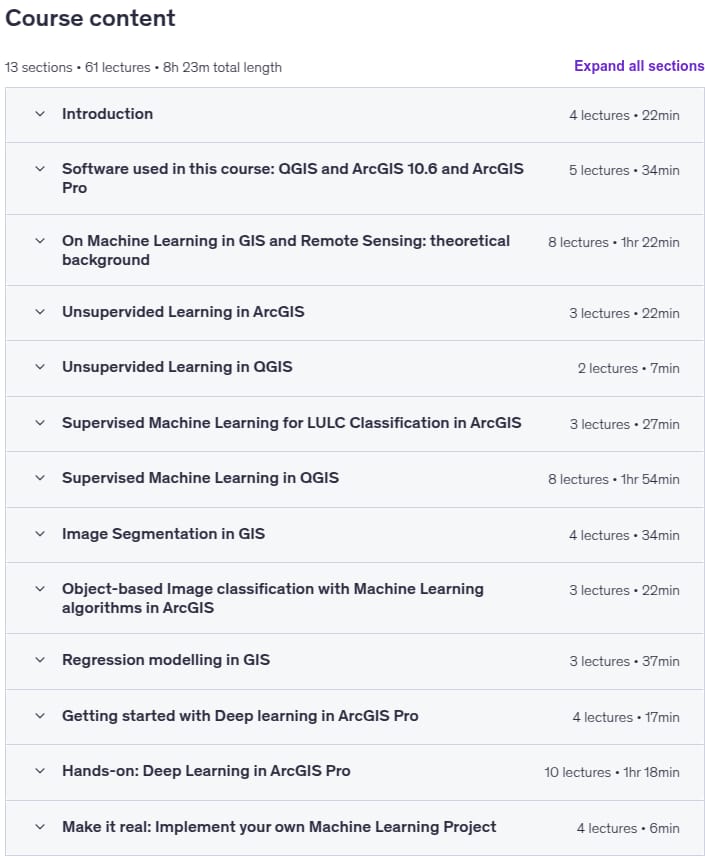 Course topics · Machine Learning in GIS and Remote Sensing: 5 Courses in 1 2025-11